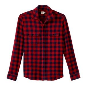 Faherty Red and Navy Check Legend Sweater Shirt